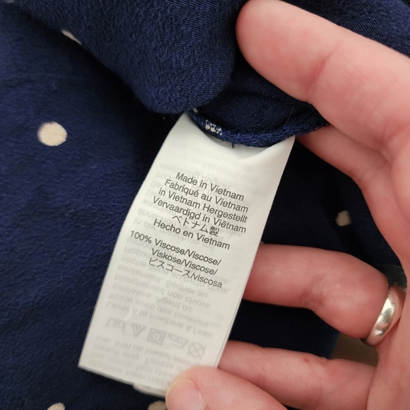 Madewell Ruffle Strap Button Front Navy Polka Dot Mini Dress - Picture 5 of 7